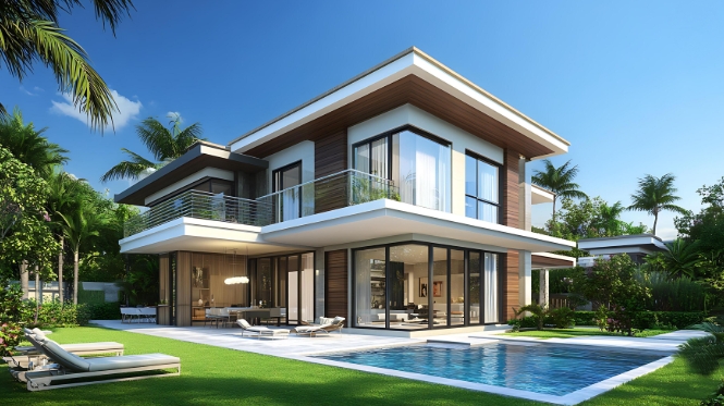 Bâtiment moderne représentatif des projets OLSAT-SARL